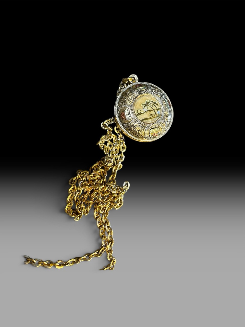 Vintage 1950s Gold Tone West German Tropical Locket.